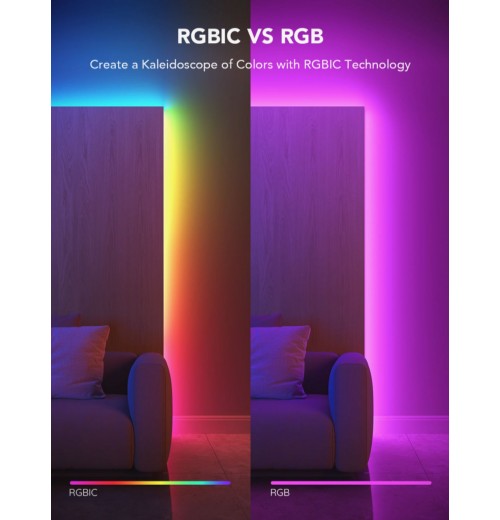 RGBIC Basic LED Strip Lights with Bluetooth & APP Control (1*10m) for Customizable Illumination